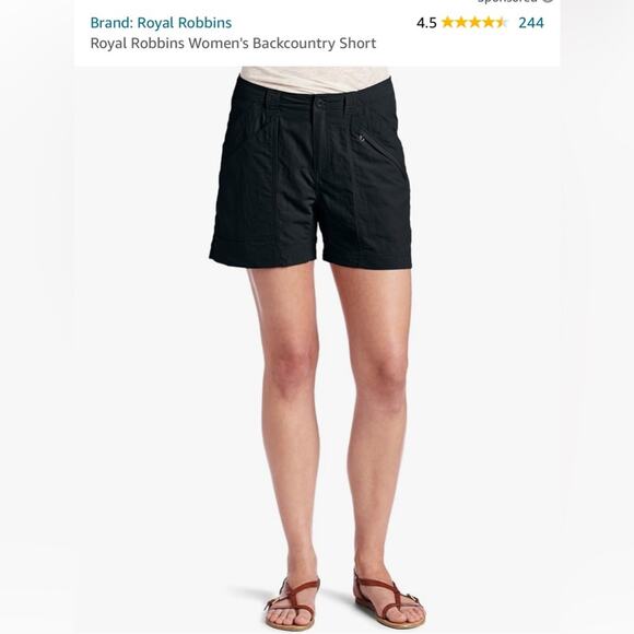 EUC Royal Robbins Women's Backcountry Short Size 14 Black Hiking Golf Gym - Picture 1 of 11